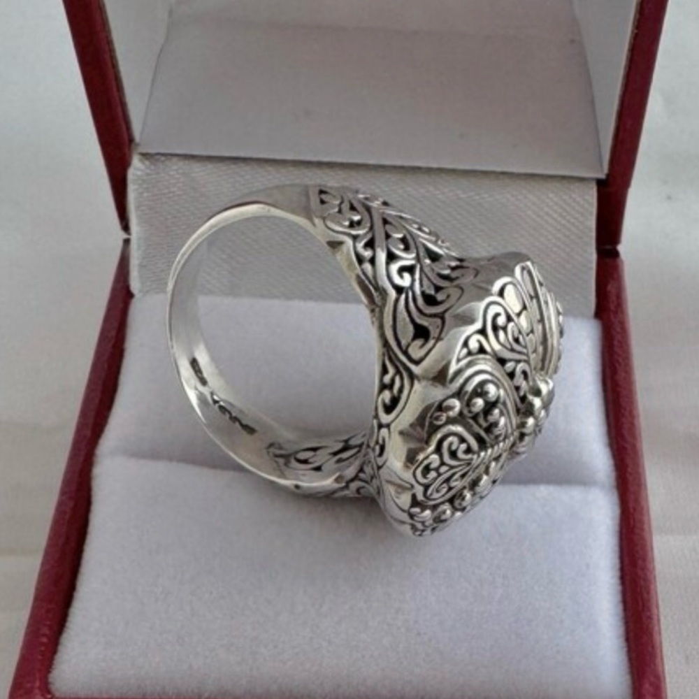 NEW SARDA Artisan Collection 925 Silver Floral Filigree Statement Ring - Picture 7 of 9